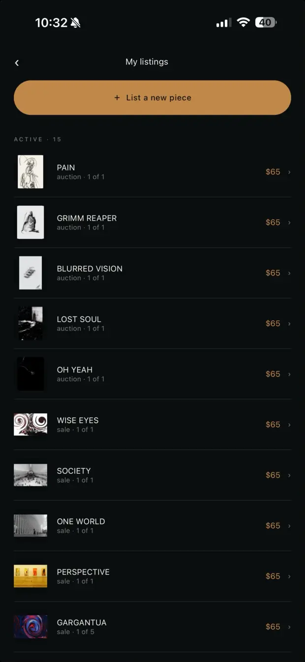 My listings